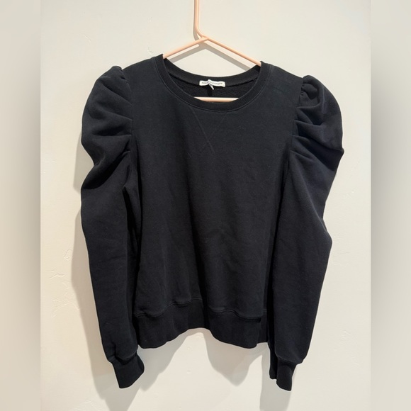 Rebecca Minkoff Janine black Sweatshirt ruffle sleeve size medium - Picture 2 of 7